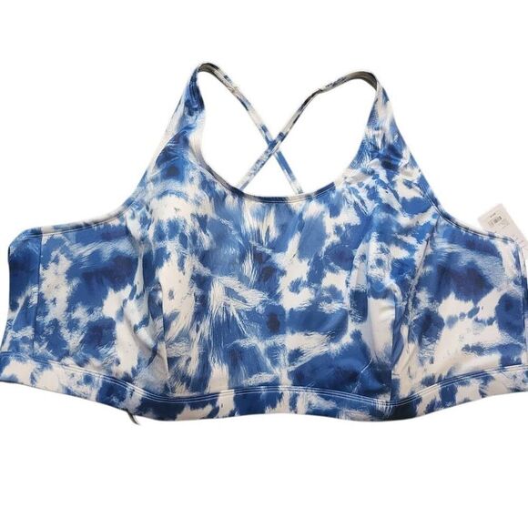 NWT Cacique Swim Top Womens 34 Plus Blue Tie Dye No Wire Bra Bikini - Picture 2 of 7